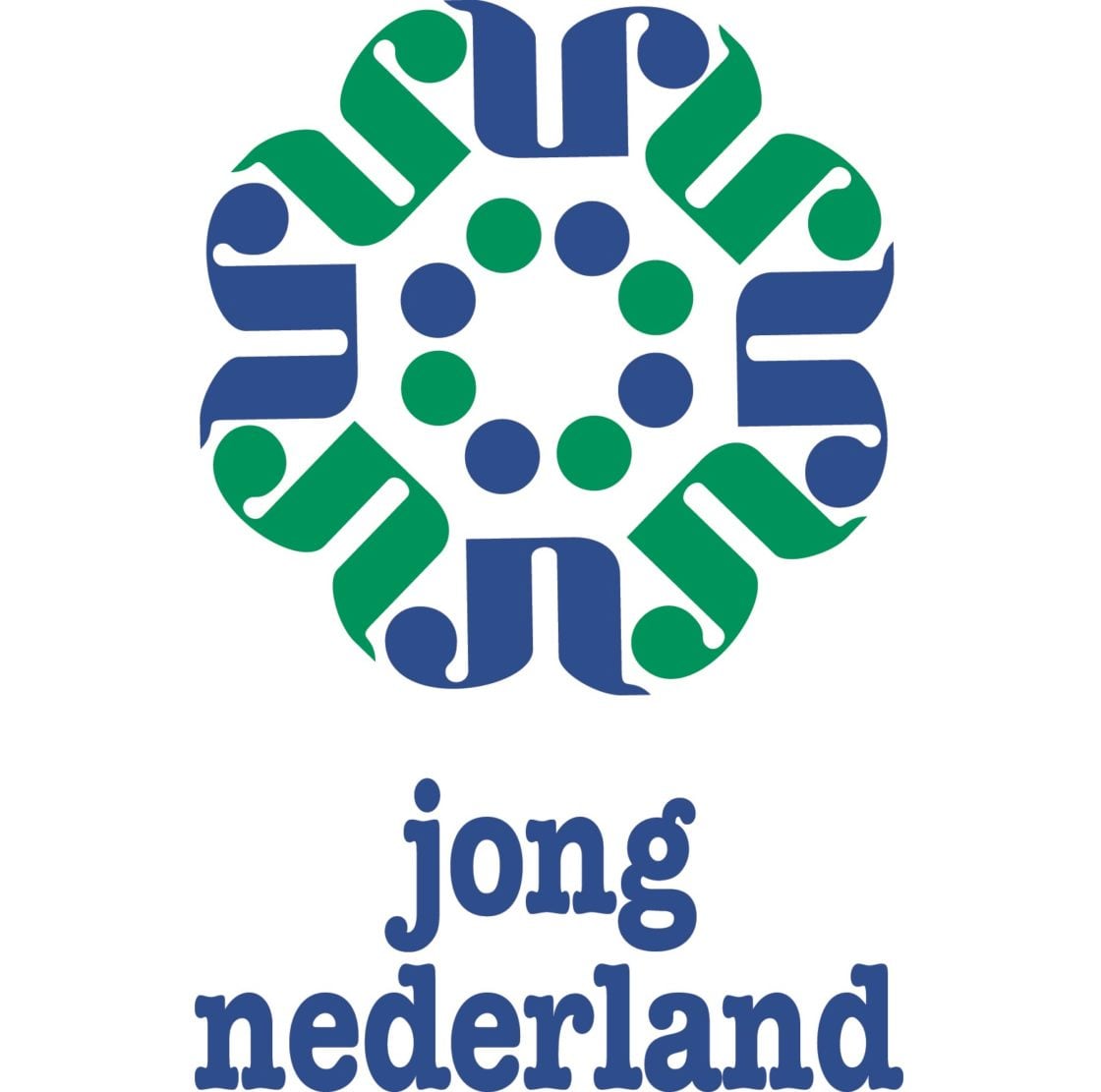 Het vierkante logo van Jong Nederland in volle kleur